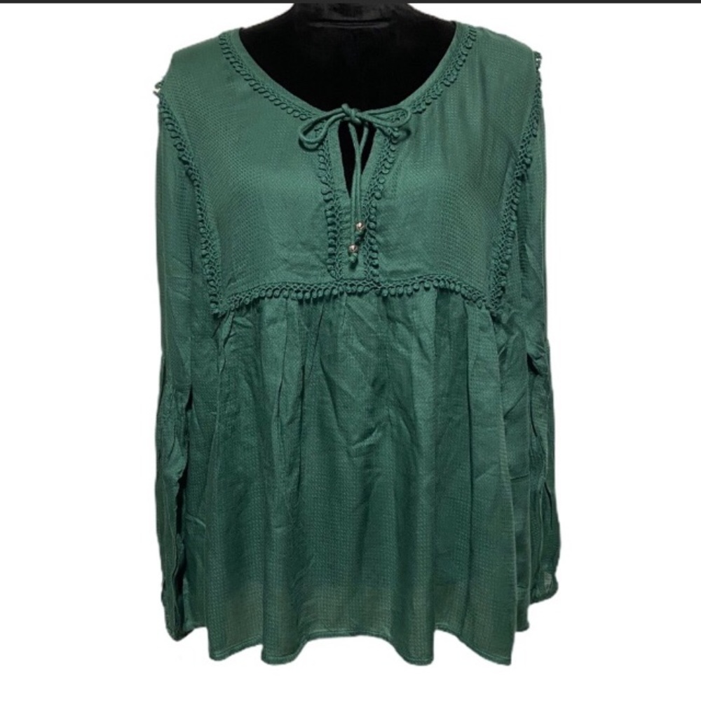 Haute Hippie ☮️ emerald green 🌼BOHO blouse